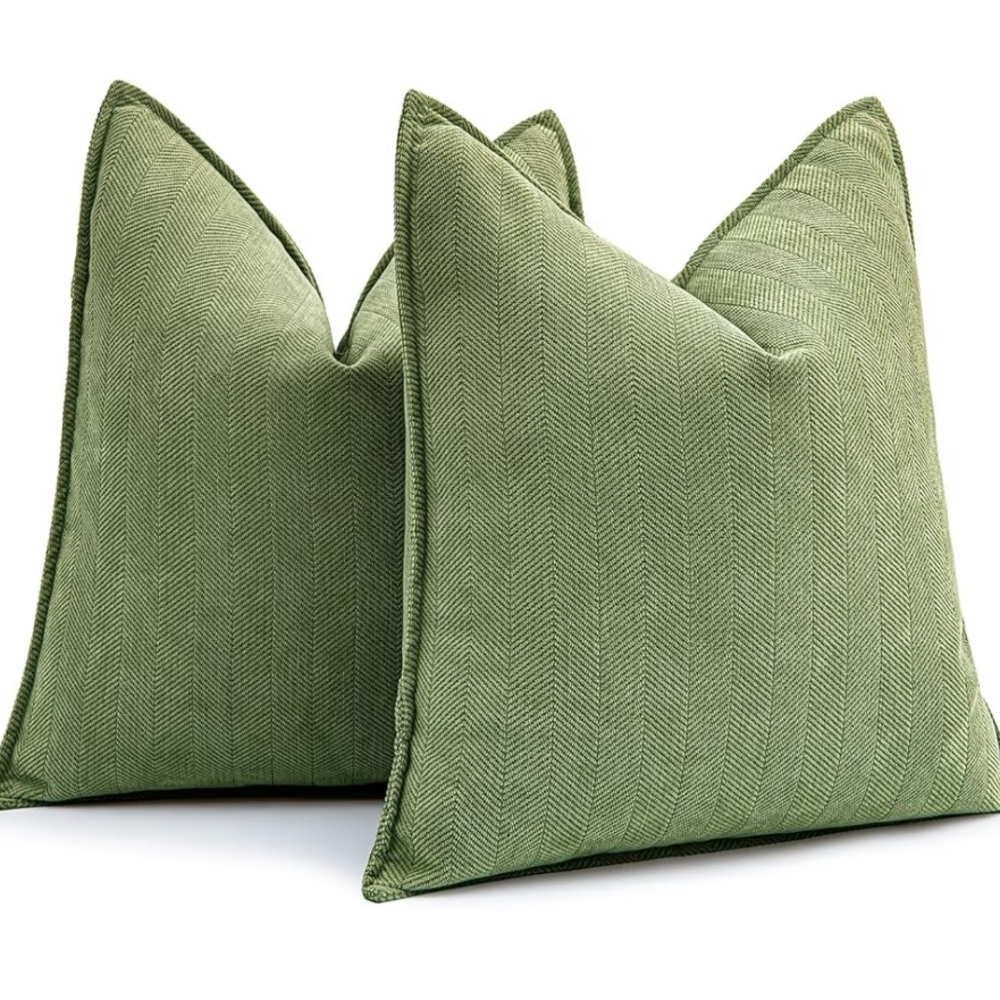 Set Of 2 Elegant Chevron Sage Green Throw Pillow Covers Size 18 X 18